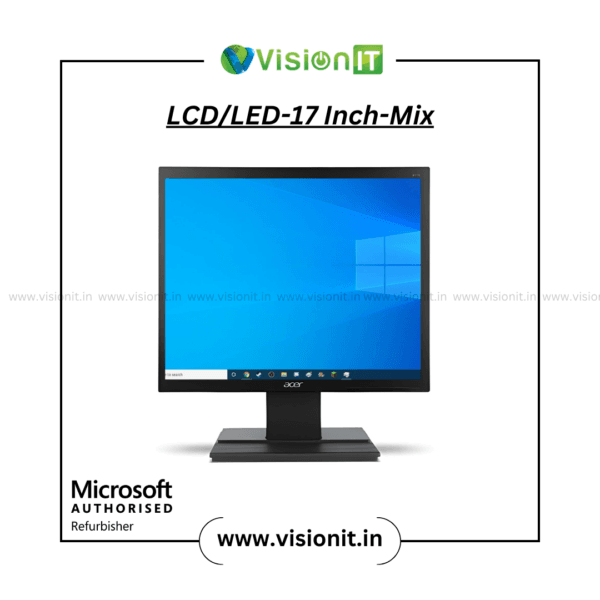 Refurbished 17-inch LCD/LED monitor with crisp visuals, energy-efficient design, and reliable performance.
